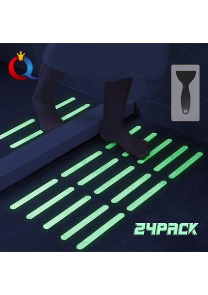 S-Tipi 24 Adet Kaymaz Şeritler Şeffaf Glow Gece Duş Çıkartmaları Banyo Paspasları Banyo Güvenliği Anti-Sonbahar Bant Pedi Küvet Duş Merdiveni (Yurt Dışından) fiyatları