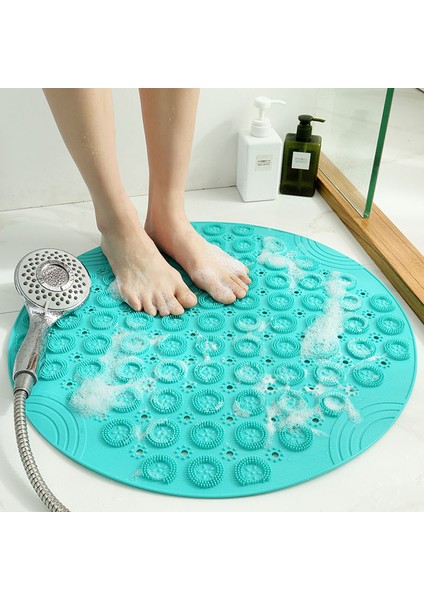 Yeşil 30X30CM 55CM Kaymaz Banyo Paspas Yuvarlak Duş Mat Silikon Ayak Masaj Matı Drenaj Delikli Vantuz Dayanıklı Banyo Aksesuarı (Yurt Dışından)
