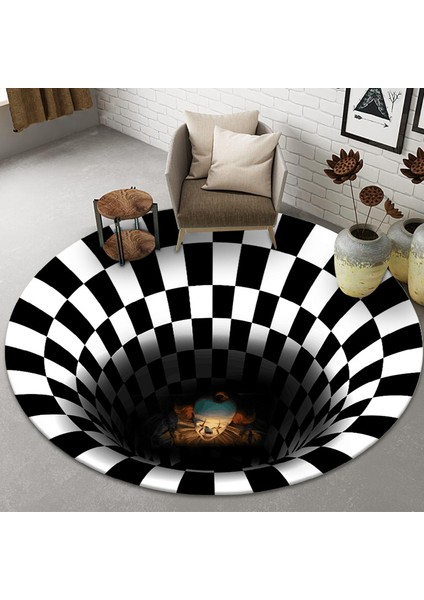 P3 3D Vortex Görsel Yanılsama Halı Baskılı 3D Yatak Odası Oturma Odası Kapı Mat Optik Yanılsama Alan Kilim Halı Zemin Kafes Halı Pedi (Yurt Dışından)