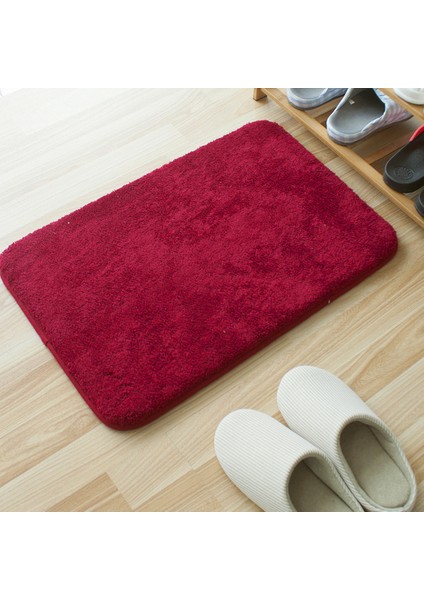 Mikro Kırmızı 60X90 cm Inyahome Shaggy Kalın Banyo Paspasları Makine Yıkama Kuru Banyo Paspasları Banyo Için Peluş Emici Banyo Halıları ve Paspaslar Kaymaz (Yurt Dışından)