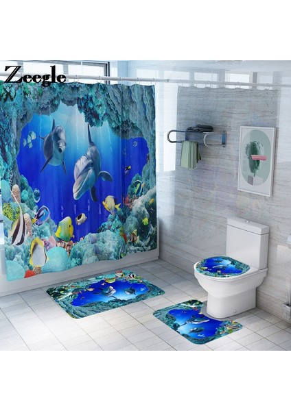 Duş Perdesi-1 Resimli Göster Deniz Dünyası Desenli Banyo Paspasları Duş Odası Halısı Kilim Banyo Perdesi Flanel Banyo Seti Banyo Paspas Banyo Ayak Mat (Yurt Dışından) modelleri