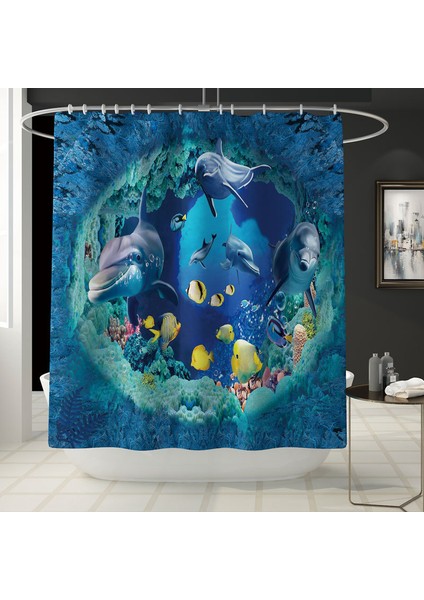 Duş Perdesi-1 Resimli Göster Deniz Dünyası Desenli Banyo Paspasları Duş Odası Halısı Kilim Banyo Perdesi Flanel Banyo Seti Banyo Paspas Banyo Ayak Mat (Yurt Dışından) indirimleri