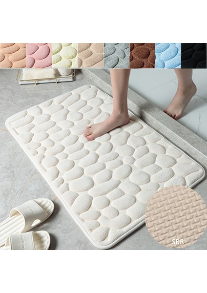 Deve 1 Adet 40X60 cm Basit Momery Köpük Banyo Paspas 3D Arnavut Kaldırımı Desen Emici Banyo Halısı Tuvalet Koridor Kaymaz Paspas Zemin Halı Yıkanabilir (Yurt Dışından)