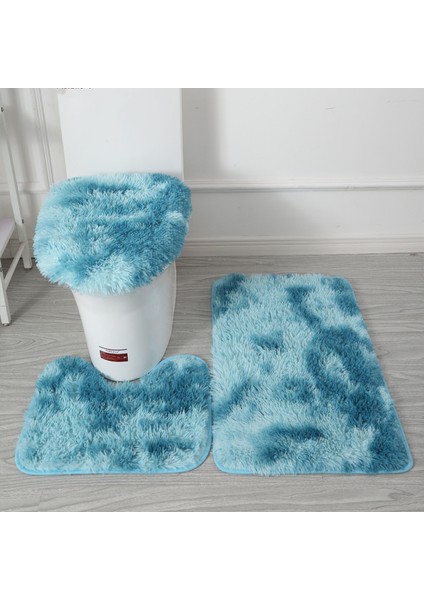 Degrade Mavi Set 3 Adet/takım Peluş Banyo Paspas Yumuşak Kabartmak Duş Halısı Kaymaz Banyo Halıları Halı Banyo Aksesuarları Tuvalet Kapağı Kapağı (Yurt Dışından) fiyatları