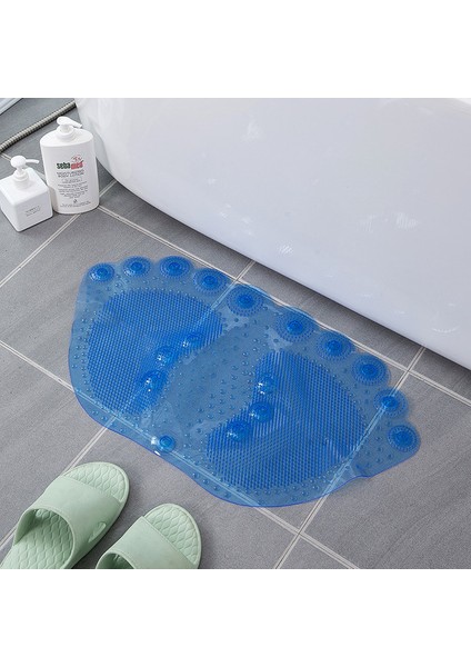 E 33X58CM Ayak Banyo Paspas Ayak Şekli Pvc Kaymaz Banyo Paspas Silikon Duş Banyo Paspas Ayak Fırçası Ölü Cilt Noktası Boncuk Pedi Banyo Aksesuarları (Yurt Dışından)