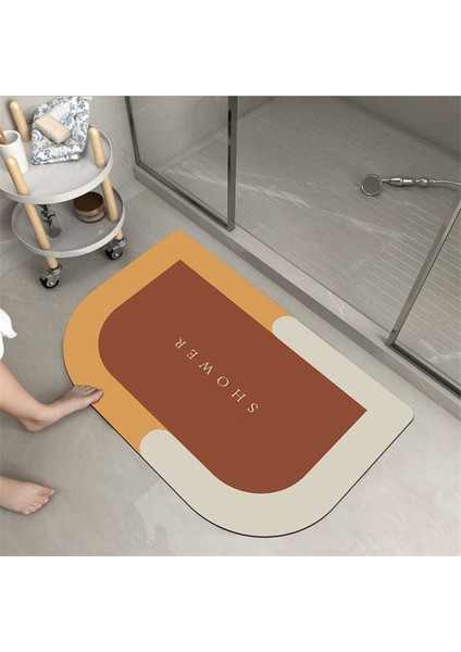 Yuvarlak 02 40CMX60CM Süper Emici Zemin Banyo Duş Matı Çabuk Kuruyan Banyo Halısı ve Mat Seti Kapı Tuvalet Halısı Kaymaz Mutfak Ev Yağ Geçirmez (Yurt Dışından)