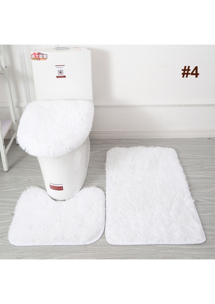 Stil 4 3 Adet/takım Peluş Banyo Paspas Kapağı Kaymaz Halı Tuvalet Kapağı Yastık Yumuşak Duş Odası Kaymaz Mat Aşınmaya Dayanıklı Kilim (Yurt Dışından)
