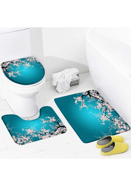 121C-3 Adet Paspaslar 450MMX750MM Sakura Çiçek Koi Banyo Paspas Seti Bitki Yaprakları Kaymaz Banyo Halıları ve Mat Halılar Tuvalet Kapağı Kapağı Banyo Aksesuarları Setleri (Yurt Dışından)