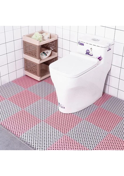 Açık Mavi 12 Adet 25 cm x 25 cm Banyo Kare Kaymaz Banyo Paspas Pvc Banyo Paspasları Ev Mutfak Paspaslar Tuvalet Banyo Halı Duş Mat Banyo Halısı Ayak Pedi (Yurt Dışından) fırsatları