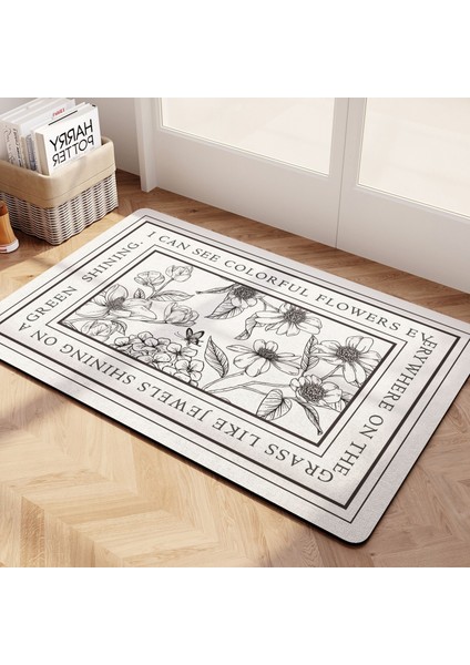 Q 60 x 90 cm Emici Diyatomlu Toprak Banyo Paspasları Buket Desen Oval Hızlı Kuruyan Yıkanabilir Banyo Halıları Kauçuk Kaymaz Destekli Yarım Daire (Yurt Dışından) fırsatları