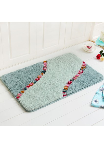 Yeşil 40X60 cm Pastoral Tarzı Banyo Paspas Kaymaz Banyo Halıları Zemin Dekor Banyo Tuvalet Halıları Paspas Duş Odası Için Tapete Banheiro (Yurt Dışından)