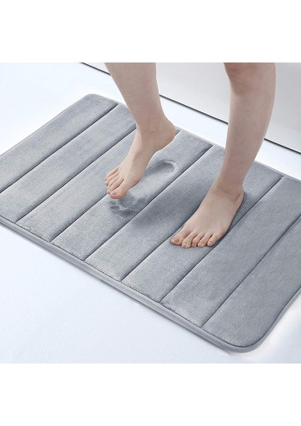 Gri 51X81 cm Kaymaz Banyo Paspas Halı Bellek Köpük Katı Duş Banyo Paspas Halı Ev Mutfak Pedi Tuvalet Banyo Kaymaz Zemin Ayak Paspasları (Yurt Dışından)