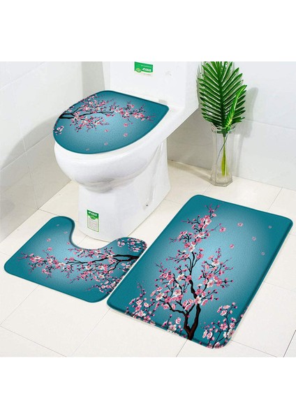 264H-3 Adet Paspaslar 450MMX750MM Sakura Çiçek Koi Banyo Paspas Seti Bitki Yaprakları Kaymaz Banyo Halıları ve Mat Halılar Tuvalet Kapağı Kapağı Banyo Aksesuarları Setleri (Yurt Dışından)