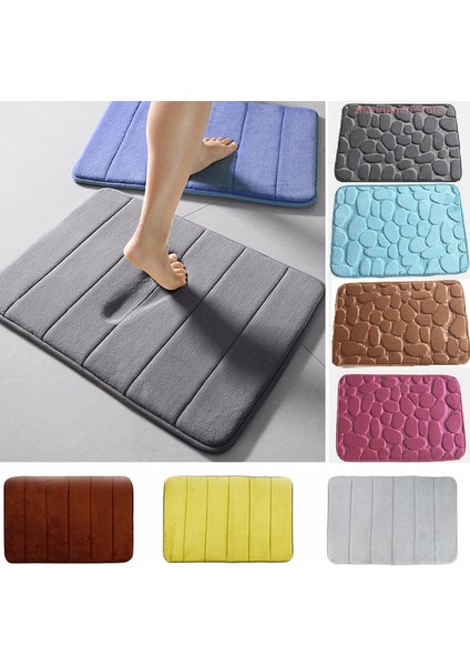 Açık Mavi 40-60 cm Ev Banyo Paspas Mercan Polar Banyo Halısı Su Emme Kaymaz Bellek Köpük Emici Yıkanabilir Halı Tuvalet Zemin Mat (Yurt Dışından) fırsatları