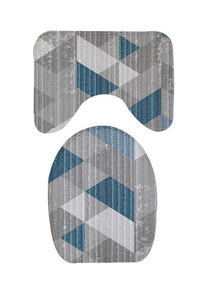 Geometri 2 Adet 60X90 cm Kalın Flanel Banyo Banyo Paspas Seti Tuvalet Halıları U Şekli Banyoda Zemin Halıları Tuvalet Ayak Pedi Anti Patinaj Yıkanabilir Kapak Kapağı (Yurt Dışından)