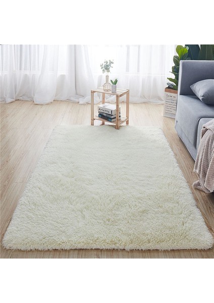 Bej Yaklaşık 50X120 cm Yumuşak Peluş Banyo Halı Yatak Odası Başucu Ayak Mat Düz Renk Su Emme Halı Kalınlaşmak Kaymaz Banyo Paspas Zemin Halı (Yurt Dışından)