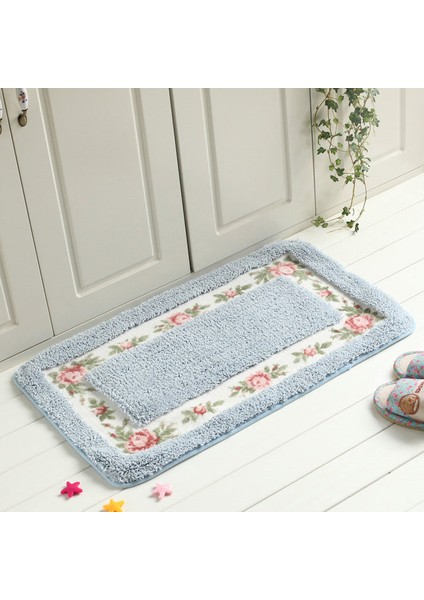 Fang Mavi Yaklaşık 40X60 cm 6 Boyutları Kare Paspas Zemin Halı Oturma Odası Yatak Odası Koridor Su Emme Kaymaz Banyo Paspas Tuvalet Halı Ayak Pedi (Yurt Dışından)