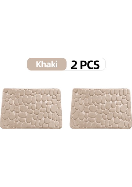 Haki Seti 50X80 cm Bellek Köpük Banyo Paspas Arnavut Kaldırımı Kabartmalı Banyo Zemin Halıları Su Emici Kaymaz Halı (Yurt Dışından)