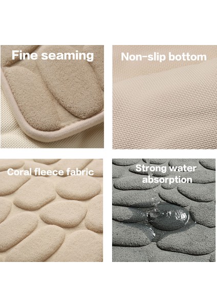 Haki Seti 50X80 cm Bellek Köpük Banyo Paspas Arnavut Kaldırımı Kabartmalı Banyo Zemin Halıları Su Emici Kaymaz Halı (Yurt Dışından) fiyatları