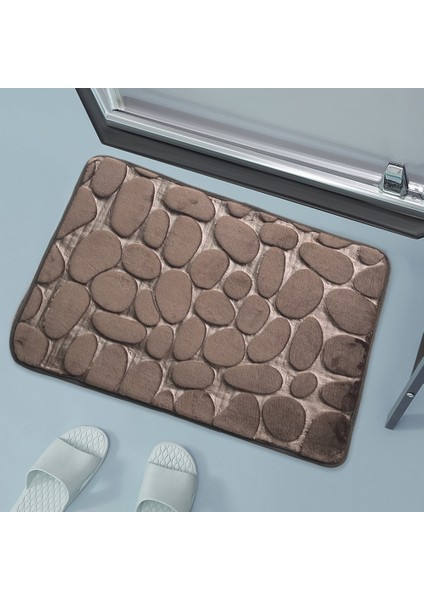 Haki Seti 50X80 cm Bellek Köpük Banyo Paspas Arnavut Kaldırımı Kabartmalı Banyo Zemin Halıları Su Emici Kaymaz Halı (Yurt Dışından) fırsatları