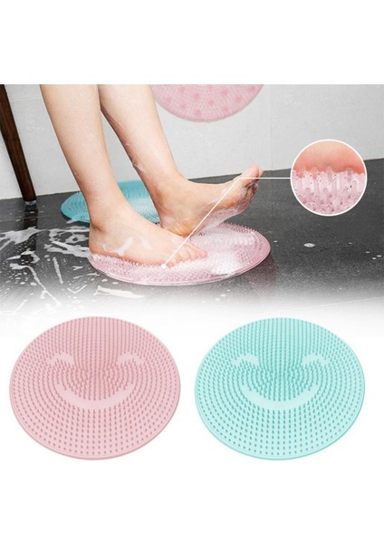 Pembe Dairesel Çap 31 Silikon Banyo Duş Geri Fırça Masaj Banyo Ayak Fırçası Ölü Cilt Anti Patinaj Ped Banyo Paspasları Banyo Paspas (Yurt Dışından) modelleri