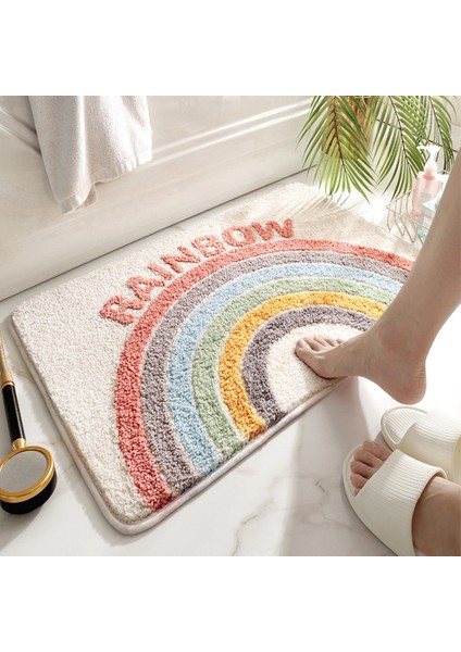 Kuaileaoyou 1 Adet 50X80 cm Tüm Sezon Yumuşak Kaymaz Banyo Halısı Gökkuşağı Baskı Giriş Su Emici Banyo Paspası Ev Dekor Zemin Halı Duş Odası Paspasları (Yurt Dışından) fiyatları