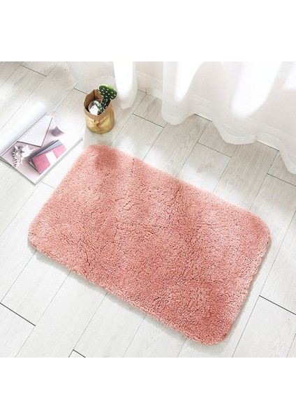 Pembe 50X80 cm Tüylü Kalın Banyo Paspas Düz Renk Banyo Halıları Tuvalet Paspas Zemin Halıları Küvet Lavabo Yanında Mikrofiber Duş Odası Pedi (Yurt Dışından)