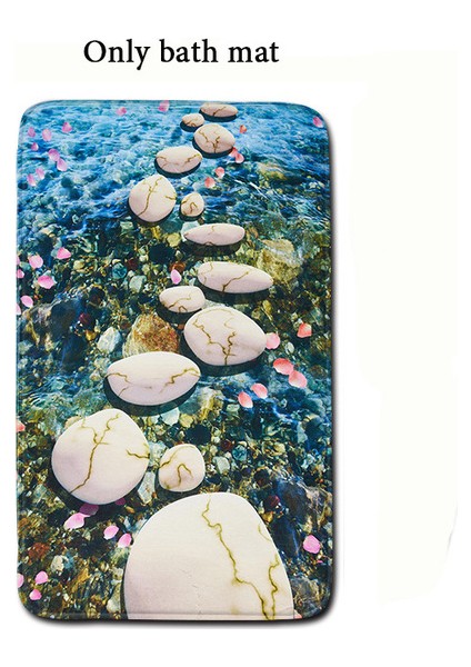 Banyo Için Tek Banyo Paspası Hd Baskı Taş Halı Kaymaz Banyo Paspas Paspas 3D Tuvalet Paspas Ev Dekor Için Çevre Dostu Tuvalet Klozet Kapağı (Yurt Dışından)