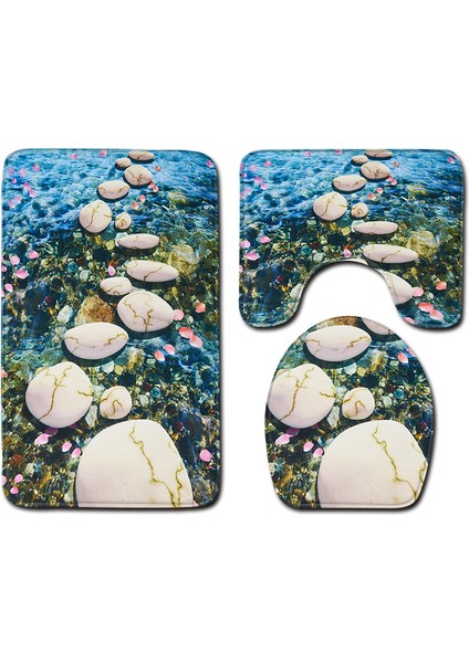 Banyo Için Tek Banyo Paspası Hd Baskı Taş Halı Kaymaz Banyo Paspas Paspas 3D Tuvalet Paspas Ev Dekor Için Çevre Dostu Tuvalet Klozet Kapağı (Yurt Dışından) modelleri
