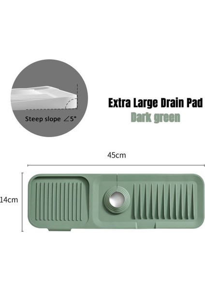 Koyu Yeşil 45X14 cm Mutfak Musluk Emici Mat Silikon Lavabo Sıçrama Koruması Su Tahliye Pedi Tezgah Koruyucu Masa Minderi Yer Mat Dropship (Yurt Dışından)