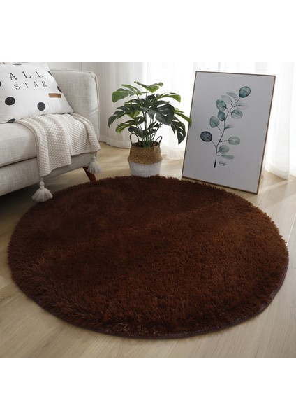 Kahverengi 60 cm Kaymaz Kabarık Halı Modern Ev Dekor Peluş Büyük Tüylü Halı Paspaslar Kanepe Oturma Yatak Odası Başucu Mat Balkon Halıları (Yurt Dışından)