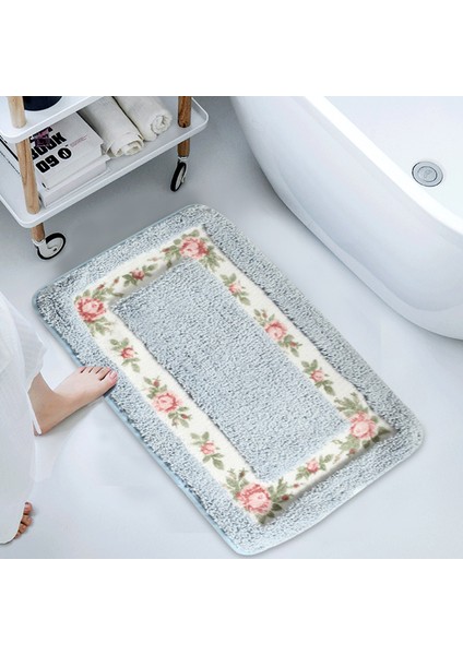 Mavi 40X60 cm Banyo Paspas Pastoral Tarzı Zemin Kaymaz Giriş Paspas Duş Odası Tuvalet Halıları Banyo Mutfak Halıları Ev Dekorasyon Paspasları (Yurt Dışından) fırsatları