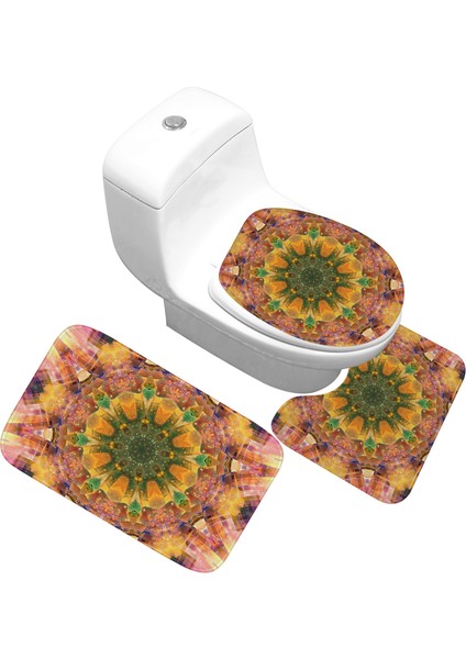 05 Banyo Paspas 3 Parça Set Klasik Desen Tuvalet Kapağı Ayak Pedi Kaymaz Emici Banyo Kapısı Paspası Flanel Yumuşak Bathr Halı Halı (Yurt Dışından) indirimleri