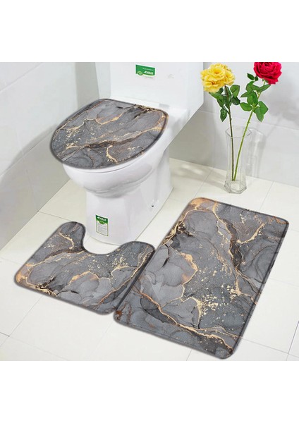83770J-3PCS Set 40X60CM-15.7X23.6IN Soyut Mermer Banyo Paspas Setleri Modern Geometrik Altın Çizgiler Mavi Doku Desenli Banyo Dekor Halı Kaymaz Halılar Tuvalet Kapağı (Yurt Dışından) fırsatları