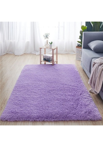 Mor Yaklaşık 80X200 cm Yumuşak Peluş Banyo Halı Yatak Odası Başucu Ayak Mat Düz Renk Su Emme Halı Kalınlaşmak Kaymaz Banyo Paspas Zemin Halı (Yurt Dışından)