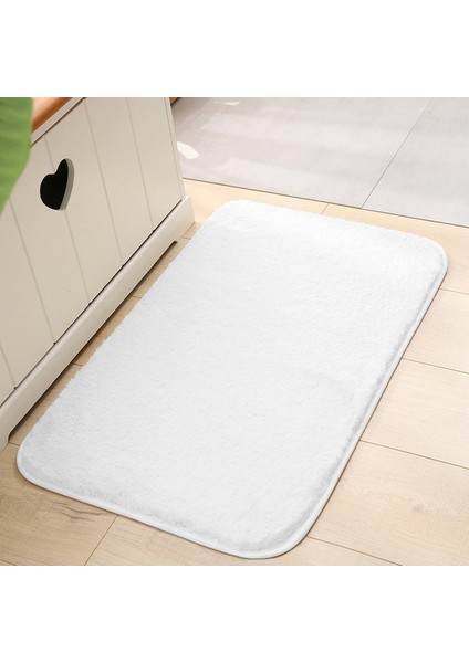 Beyaz 60X110 cm Shaggy Kalın Banyo Paspas Düz Renk Banyo Halıları Tuvalet Paspas Zemin Halıları Küvet Lavabo Yanında Mikrofiber Duş Odası Pedi (Yurt Dışından)