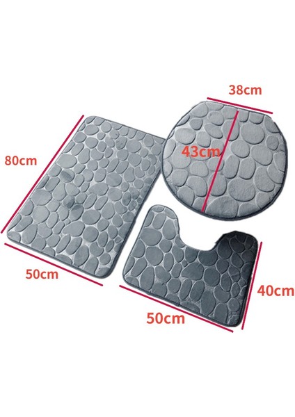 Grey-3pcs Tuvalet Yumuşak Mat Emici 2pcs Set Set Mat 3 Olmayan Zemin Duş Halısı Kayma Banyo Banyo Halıları Banyo Kapağı Arnavut Kaldırımı Kapağı (Yurt Dışından) modelleri