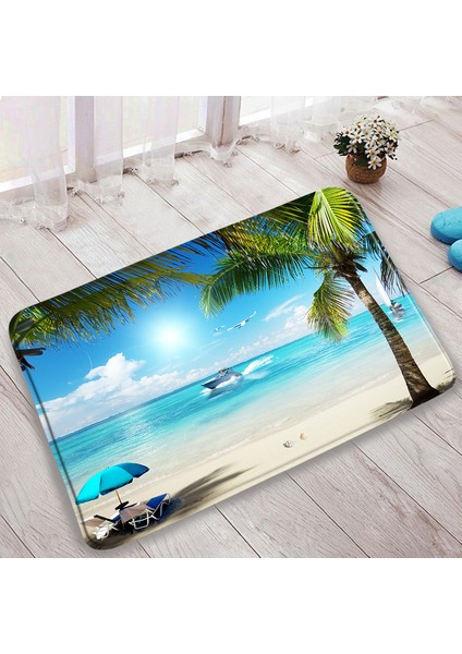 DD-2951BL 75X45CM-29.5X17.7IN Okyanus Plaj Banyo Paspas Seti Palmiye Yaprakları Köprü Tekne Kuş Hawaii Doğa Manzara Banyo Halı Kapı Kilim Kaymaz Tuvalet Kapağı Mat (Yurt Dışından)