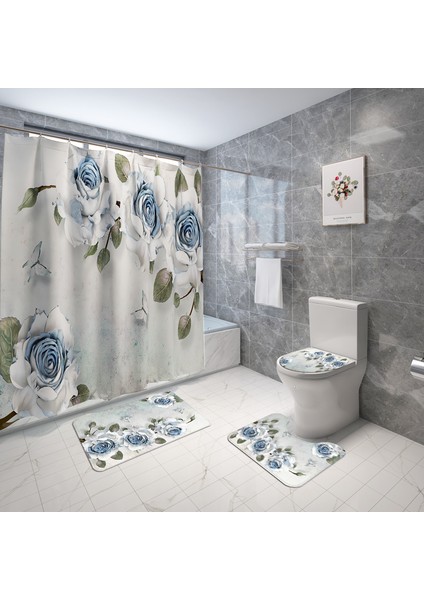 Duş PERDESI-306 Çiçek Avrupa Tarzı Ev Dekor Tuvalet Paspas Banyo Paspas ve Duş Perdesi Seti Banyo Halı Seti Kaymaz Banyo Ayak Mat (Yurt Dışından) modelleri