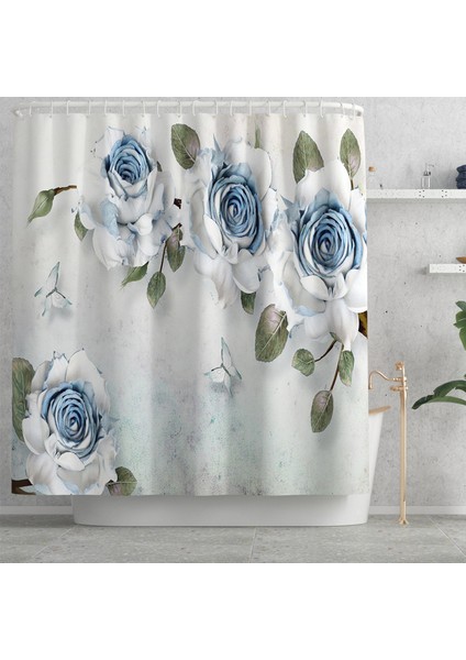 Duş PERDESI-306 Çiçek Avrupa Tarzı Ev Dekor Tuvalet Paspas Banyo Paspas ve Duş Perdesi Seti Banyo Halı Seti Kaymaz Banyo Ayak Mat (Yurt Dışından) fırsatları