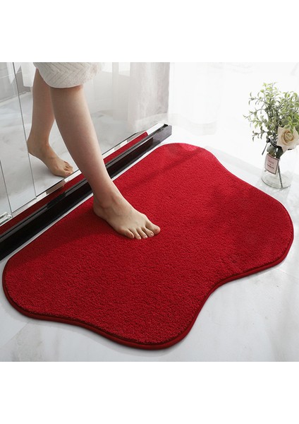 Şarap Kırmızısı 50X80 cm Yüksek Saçlı Banyo Tuvalet Kapı Emici Zemin Mat Halı Yatak Odası Kaymaz Ayak Pedi Banyo Halısı Banyo Paspas Mutfak Mat (Yurt Dışından) modelleri