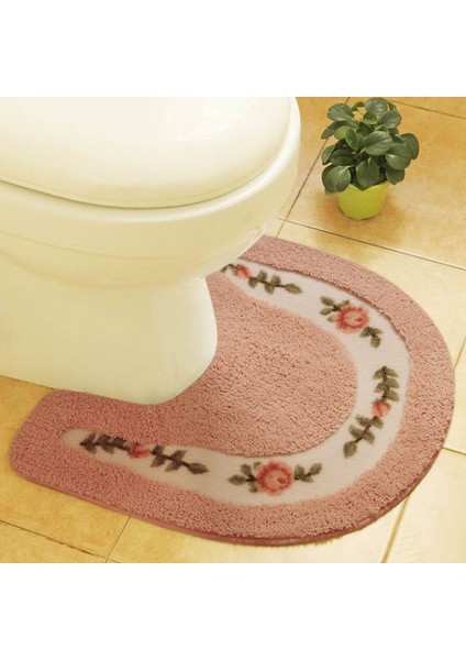 Oval Yeşil Yaklaşık 50X50 cm Pastoral U Şekilli Banyo Banyo Paspas Kaymaz Tuvalet Halıları Su Emme Zemin Mat Tuvalet El Lavabo Yıkanabilir Tuvalet Paspası (Yurt Dışından) modelleri