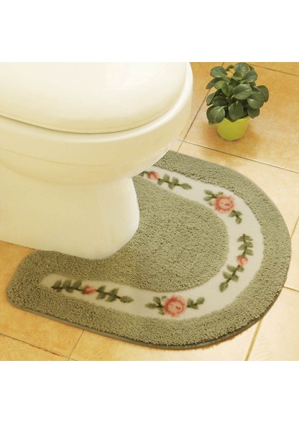 Oval Yeşil Yaklaşık 50X50 cm Pastoral U Şekilli Banyo Banyo Paspas Kaymaz Tuvalet Halıları Su Emme Zemin Mat Tuvalet El Lavabo Yıkanabilir Tuvalet Paspası (Yurt Dışından) fırsatları