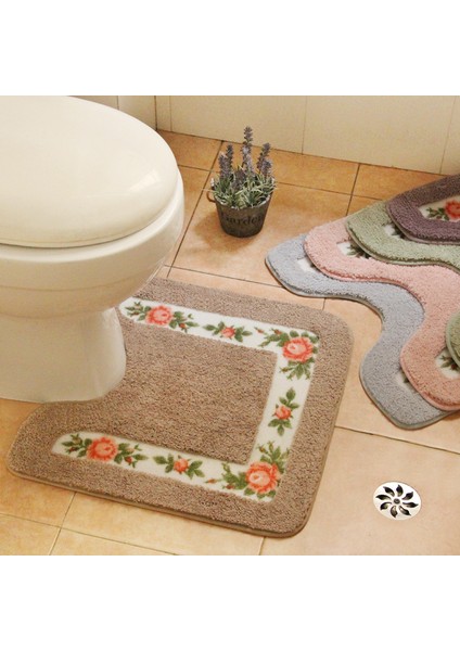 Oval Yeşil Yaklaşık 50X50 cm Pastoral U Şekilli Banyo Banyo Paspas Kaymaz Tuvalet Halıları Su Emme Zemin Mat Tuvalet El Lavabo Yıkanabilir Tuvalet Paspası (Yurt Dışından) indirimleri