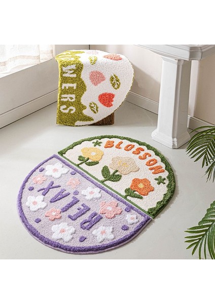 Stil 10 40X60 cm Modern Yarım Daire Su Emme Banyo Aksesuarları Setleri Zemin Ayak Mat Kalınlaşır Kaymaz Halı Tuvalet Giriş Paspası (Yurt Dışından) fiyatları