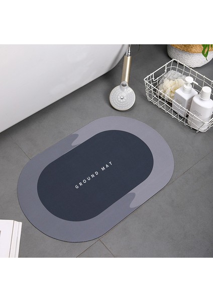SWJH0021GYOVAL-10 40X60CM Süper Emici Banyo Halısı Kaymaz Banyo Paspas Anında Kuruyan Banyo Paspas Zemin Halı Ev Duş Geçirmez Kaymaz Banyo Paspasları (Yurt Dışından)