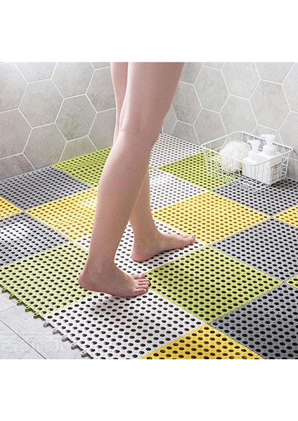 Blue-2 30X30 cm 12 Adet Kaymaz Banyo Paspasları Banyo Halısı Pvc Örgü Yumuşak Plastik Kaymaz Mat Ayak Masajı Tuvalet Ekleme Zemin Mat Duş Mat (Yurt Dışından)
