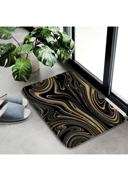 DD-4443A 40X60CM-15.7X23.6IN Zümrüt Yeşili Mermer Banyo Paspas Seti Altın Çizgi Siyah Dokulu Desen Modern Geometrik Banyo Dekor Kaymaz Halı Tuvalet Kapağı Kapağı (Yurt Dışından)
