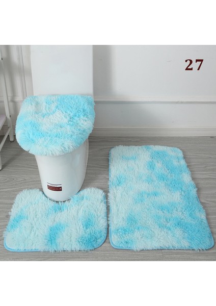 27 30 Stilleri 3 Adet Peluş Tuvalet Çıtası Mat Seti Kaymaz Anti-Statik Yumuşak Banyo Duş Halıları Aşınmaya Dayanıklı Zemin Halıları (Yurt Dışından)