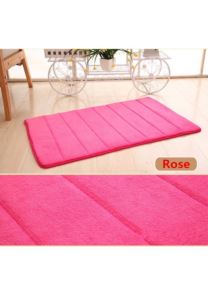 Gül Kırmızı 60X40 cm Su Emici Kaymaz Mat Ev Elastik Bellek Köpük Banyo Duş Mat Yumuşak Rahat Köpük Çabuk Kuruyan Banyo Halısı (Yurt Dışından)